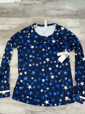 NEW J. Crew x New Balance Navy and White Star Long Sleeve Athletic Shirt